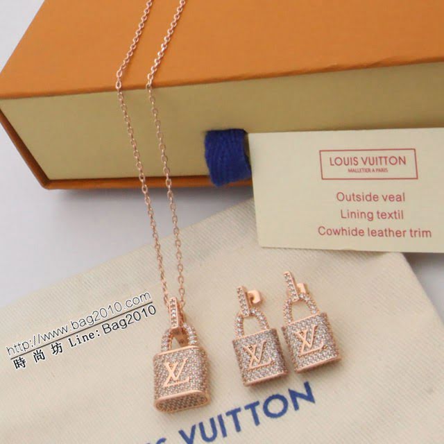 Louis Vuitton新款飾品 路易威登新款碎鑽閃耀鎖頭項鏈 LV鎖頭鎖骨鏈  zglv2168